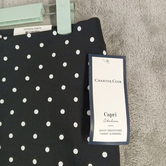 NWT $59 CHARTER CLUB Tummy Control Polka Dots Capri Pants Mid Rise - Picture 4 of 12